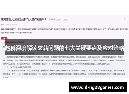赵鹏深度解读欠薪问题的七大关键要点及应对策略